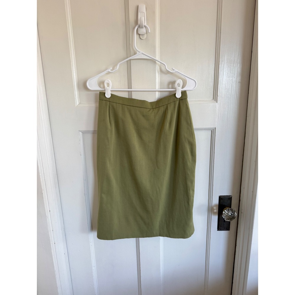 Escada green wool silk skirt